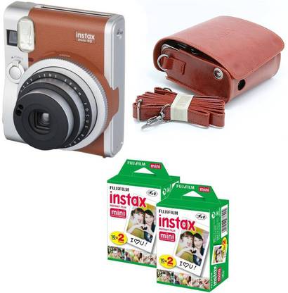 FUJIFILM Mini 90 Brown with Brown Flat case & 40 Shots Instant Camera