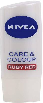 NIVEA Lip Balm, Care & Colour (Ruby Red) Caring, Ruby Red