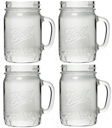 Ball Mason Jar 700 Ml Drinking Glass Set of 4 Best for Juices and Different Drinks (Without Lid) Glass Mason Jar