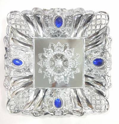 Arham Silver Colour New and Stylish Decorative Square Shape Tray