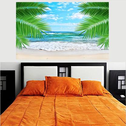 Amazing View of Sea Beach Ocean Beach Nice Looking Scenery HD Wallpaper No Framed 2ft X 4ft Canvas Art