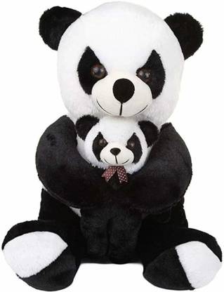 Prince Soft Toys Stuffed Panda With Baby Teddy Bear (White & Black)  - 12 inch