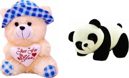 kashish trading company Soft Cream Teddy & Black Panda Animal  - 30 cm