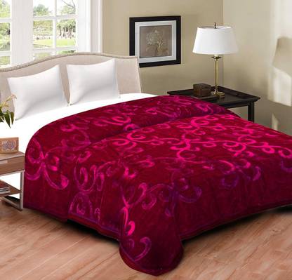 GKM Floral Double Mink Blanket for Heavy Winter
