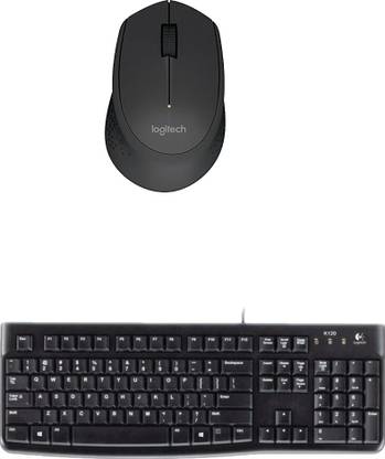 Logitech Multimedia Keyboard (English)-MK120-Black-Wireless Mouse-M280_Black Combo Set
