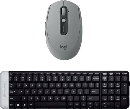 Logitech Multimedia Keyboard (English)-K230-Black-Wireless Mouse-M590_Grey Combo Set