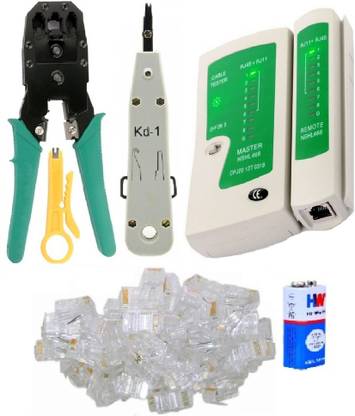 BALRAMA 55pc Combo Crimping Stripping Tool Kit with 3 in 1 Rj45 Rj11 Crimping Tool Oubao 4P 6P 8P Manual Crimper Modular Crimpi Manual Hydraulic Crimper