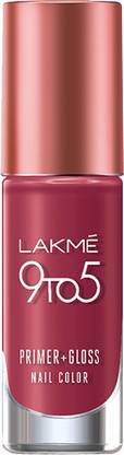 Lakmé 9 to 5 Primer + Gloss Nail Color Berry Business