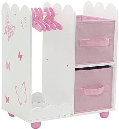 Emily Rose Doll Clothes 18 Inch Doll Furniture Beautiful Open Wardrobe 18 Inch Doll Closet with Butterfly Detail Includes 5 Wooden Doll Clothes Hangers Fits American Girl Doll Clothes