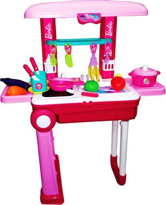 BARBIE 2 in 1 Little Chef Kids Kitchen Play Set Big with Light & Sound