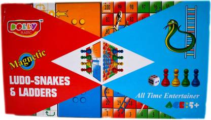 MOBIASHTA 2 in 1 Ludo Plus Snakes and Ladders, Multi Color Party & Fun Board Game