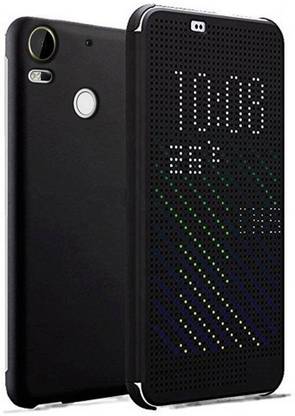BVR Flip Cover for HTC Desire 10 Pro (Black, Dot View, Rubber, Plastic)