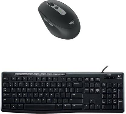 Logitech Multimedia Keyboard (English)-MK200-Black-Wireless Mouse-M590_Black Combo Set