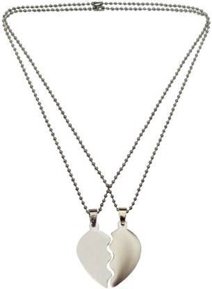 Menjewell Stylish Broken Heart Pendant For Him & Her Alloy Pendant