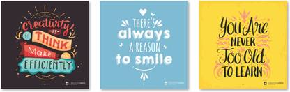 There Always a Reason for Smile, Quotes Combo Unframed Posters for Home and Office (Set of 3), Size (12.5 X 12.5 inches) Fine Art Print