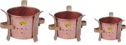Shivshakti Arts sigdi set, combo of size no 1 , size no 2 and size no 3 with hammered design , set of 3 Pot 9.5 cm, 12.5 cm, 10.5 cm diameter 0 L capacity