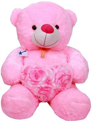 Emutz Soft Toys Sitting Teddy Bear With On A Big Heart Size 24 Inch Pink Big Size Teddy Bear 12 Inch Soft Toys Sitting Teddy Bear With On A Big