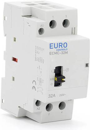 EURO 32Amps 2pole Modular Power Contactor with Manual Override - Din Mount - Low noise switching - AC Volts 2 20 A Two Way Electrical Switch