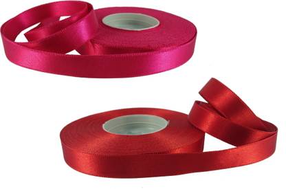 Utkarsh Set Of Red And Pink Roll Red, Pink Satin Ribbon