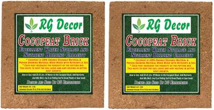 RGDECOR Coco Peat Block (4.5 to 5 kg block Approx.) - Expands upto 70 to 75 litres of Cocopeat Soil Manure Soil manure