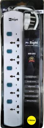 Mr. Right MR-1045B 5 Meter Long Wire Extension Board - Extension Cord 5  Socket Extension Boards