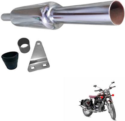 Dhe Best Short Bottle Chrome Slim Pipe Free Flow / Empty Royal Enfield Classic 350 Full Exhaust System
