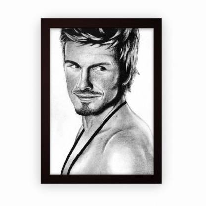 David Beckham Framed Poster For Wall Hanging or Desk (Matte Laminated, 24x18cm, Dark Brown, Small) Paper Print