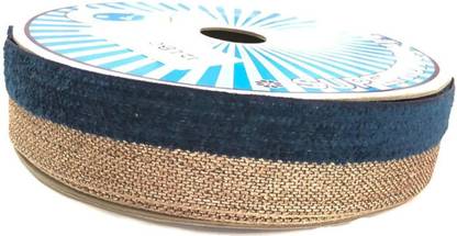 Dasync Blue, Copper Color Lace and Border Material Dresses,Saree lace Cotton Blend Saree Falls