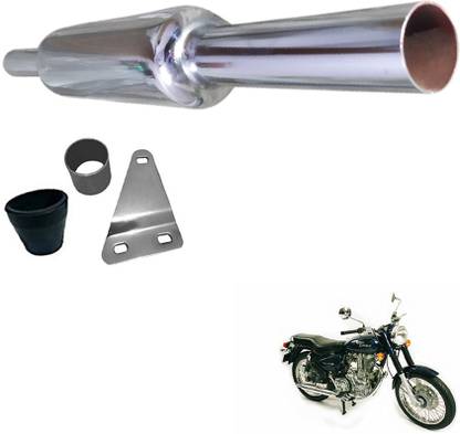 Dhe Best Short Bottle Chrome Slim Pipe Free Flow / Empty Royal Enfield Electra Delux Full Exhaust System
