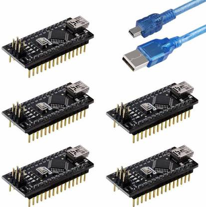 REES52 Arduino Nano V3.0, Nano Board ATmega328P 5V 16M Micro-Controller Board with USB Cable (Pack of 5) Micro Controller Board Electronic Hobby Kit