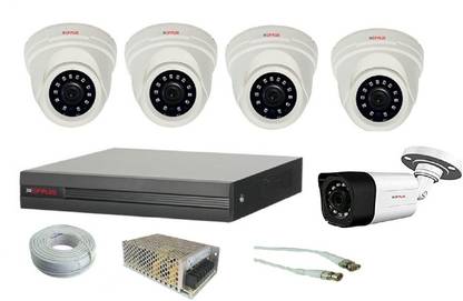 CP PLUS 2.4 MP with 4 Dome Camera 1 bullet 8 channel power supply 8 channel dvr 90mtr wire bundle bnc dc Security Camera