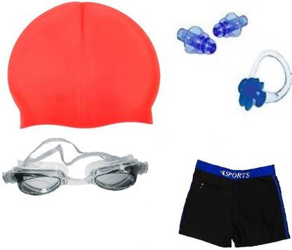 Kamni Sports SWIMMING COMBO SET (CAP ,GOOGELS ,EAR PLUGS ,TRUNKS) CB-124 Swimming Kit