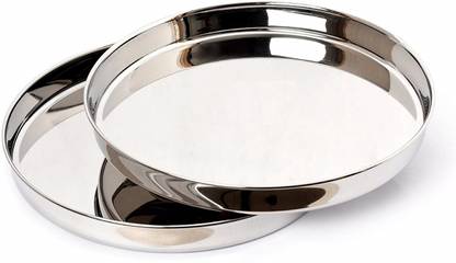 KM Dinner Plate, Size 12, 31.5 cms (Pack of 2, Stainless Steel) Dinner Plate
