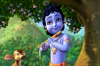 Krishna Cartoon Poster |Little Krishna Cartoon Poster|Poster for School/Drawing Room/Hostels| Wall Interior Poster | High Resolution 300 GSM Poster(Multicolor) Paper Print