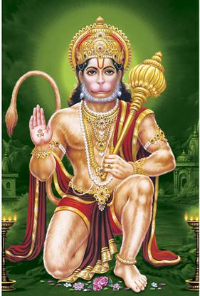 Poster N frame Hanuman UV Textured Decorative Art Print Premium Quality Wall Poster un framed (12 inch X 18 inch, Rolled) Paper Print