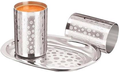 Gurukrupa Mattrix Finish Miracle 2 In 1 Heavy Bubble Glass Tray Set
