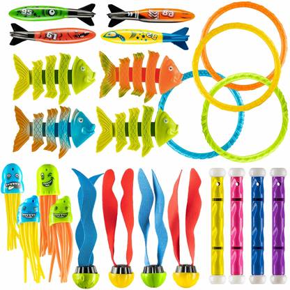 Prextex 24 Piece Diving Toy Set Summer Fun Underwater Sinking Swimming Pool Toy For Kids