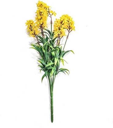 ChoicIt Artificial Flowers Single Stick with Pot with Realistic Detailing (12 inch, Yellow ) नकली पौधा पॉट के साथ