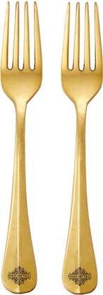 IndianArtVilla Set of Designer Brass Fork, Dinnerware & Tableware, Home Hotel, 7'' Inch, Gold, Brass Table Fork Set