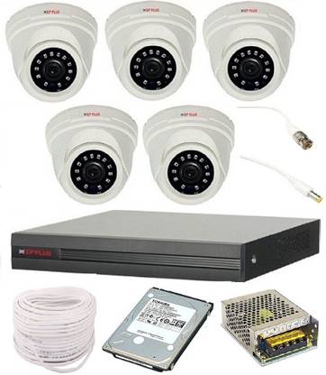 CP PLUS 8 Channal HD DVR 1080p, 5 dome Camera 2.4 MP, 500 GB Hard Disk, Wire bundle, 8 CH Power supply, Bnc & Dc Connectors. FULL COMBO PACK Security Camera