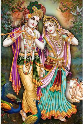 Poster N frame Radha Kishan ji UV Textured Decorative Art Print Premium Quality Wall Poster un framed (Rolled) Paper Print