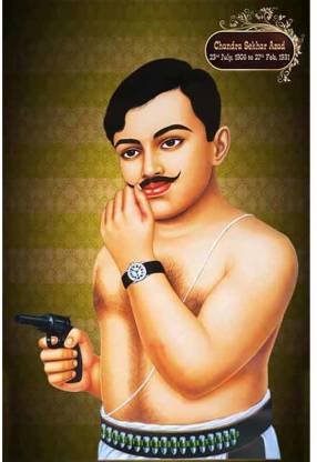 Chandra Shekhar Azad UV Textured water proof Decorative Art Print of Indian Freedom Fighter Premium Quality Wall Poster (20 inch X 28 inch, Rolled) Paper Print