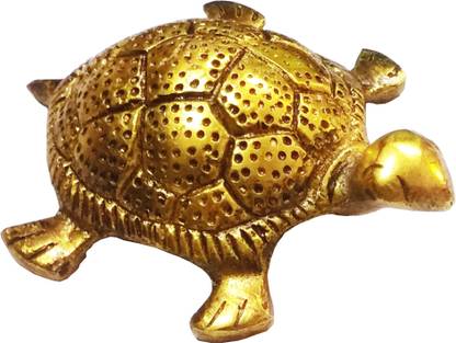 Express Idol Brass Turtle Tortoise For Vastu, Feng Shui and Good Luck Decorative Showpiece  -  3 cm