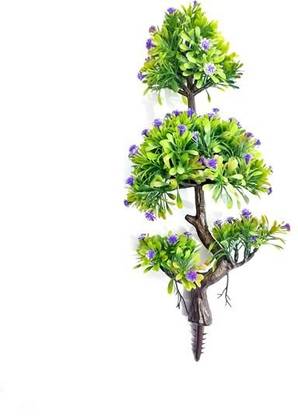 ChoicIt Bonsai Artificial Tree without Pot with Realistic Detailing ( 12 inch, Green & Purple ) बोनसाई नकली पौधा