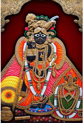 Poster N frame Banke Bihari Lord Krishna Vrindavan UV Textured Decorative Art Print Premium Quality Wall Poster un framed (Rolled) Paper Print