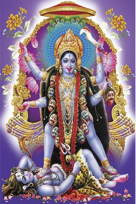 Poster N frame Maa Kali MATA Ji UV Textured Decorative Art Print Premium Quality Wall Poster un framed (Rolled) Paper Print