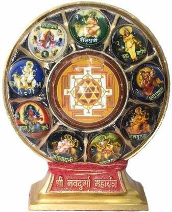 RUDRA DIVINE Shri Navdurga Maha Yantra In Brass Shri Navdurga Mahayantra For Navratri Pooja Navdurga Maha Yantra For Home Temple 9 Devi Maha Yantra Brass Yantra