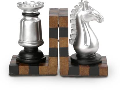 Urbancart Chess Themed Decorative Desk Organizer Bookends/Paper Weights for Office, Home Polyresin Book End