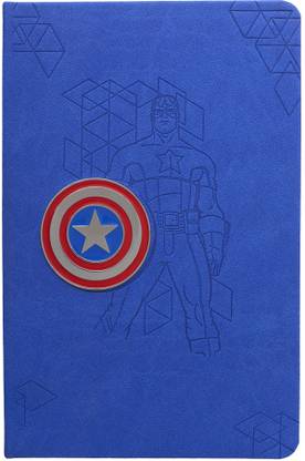 Doodle Captain America with Metal Shield A5 Notebook Ruled 192 Pages