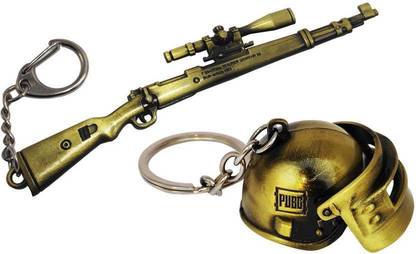 ECSTASY combo pubg Level 3 Helmet with Gun Game Key Chain